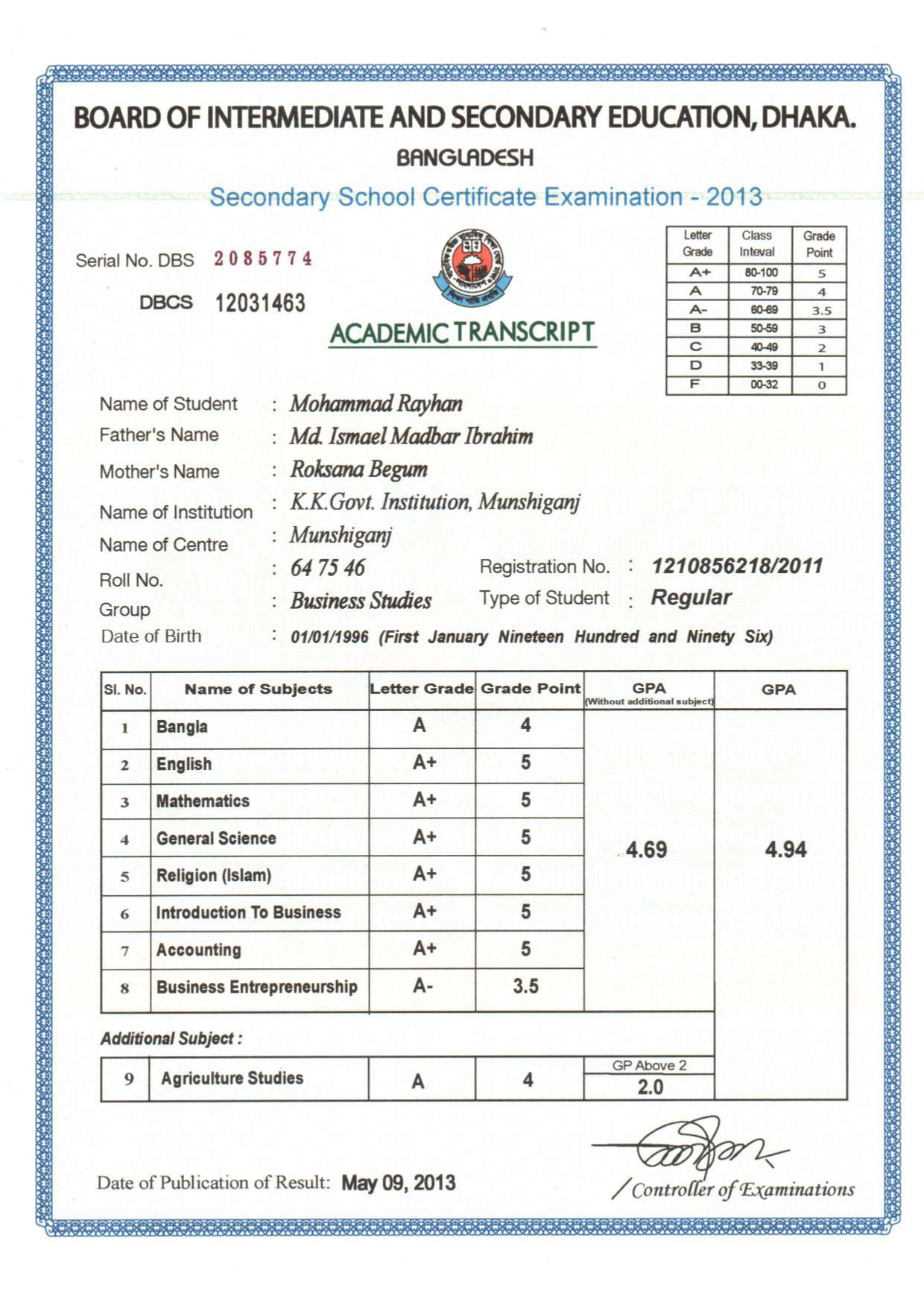 JSC Certificate
